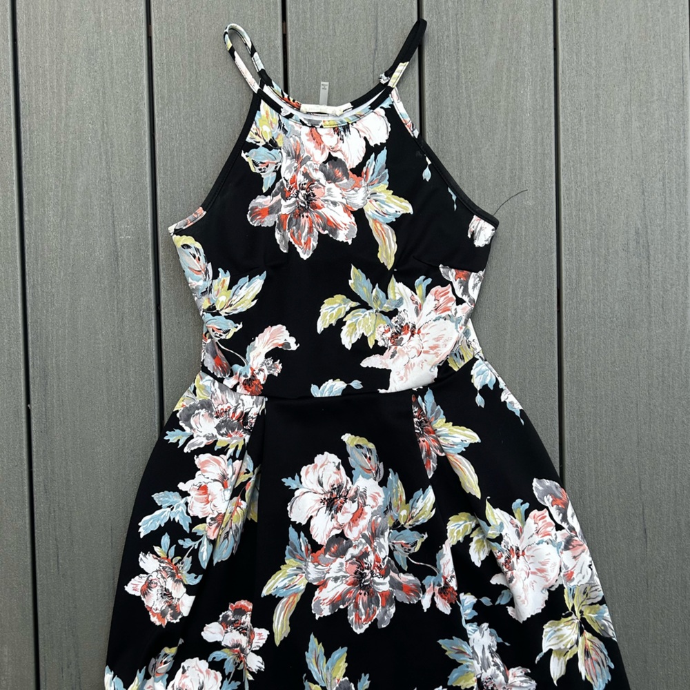 Black Floral Mini Dress